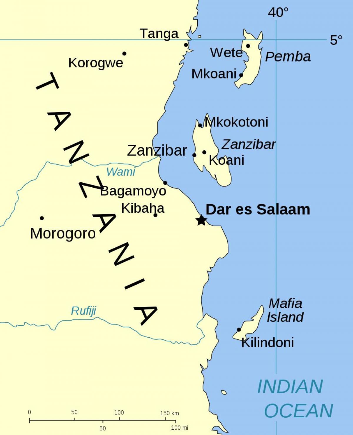 tanzanie ostrovy mapa