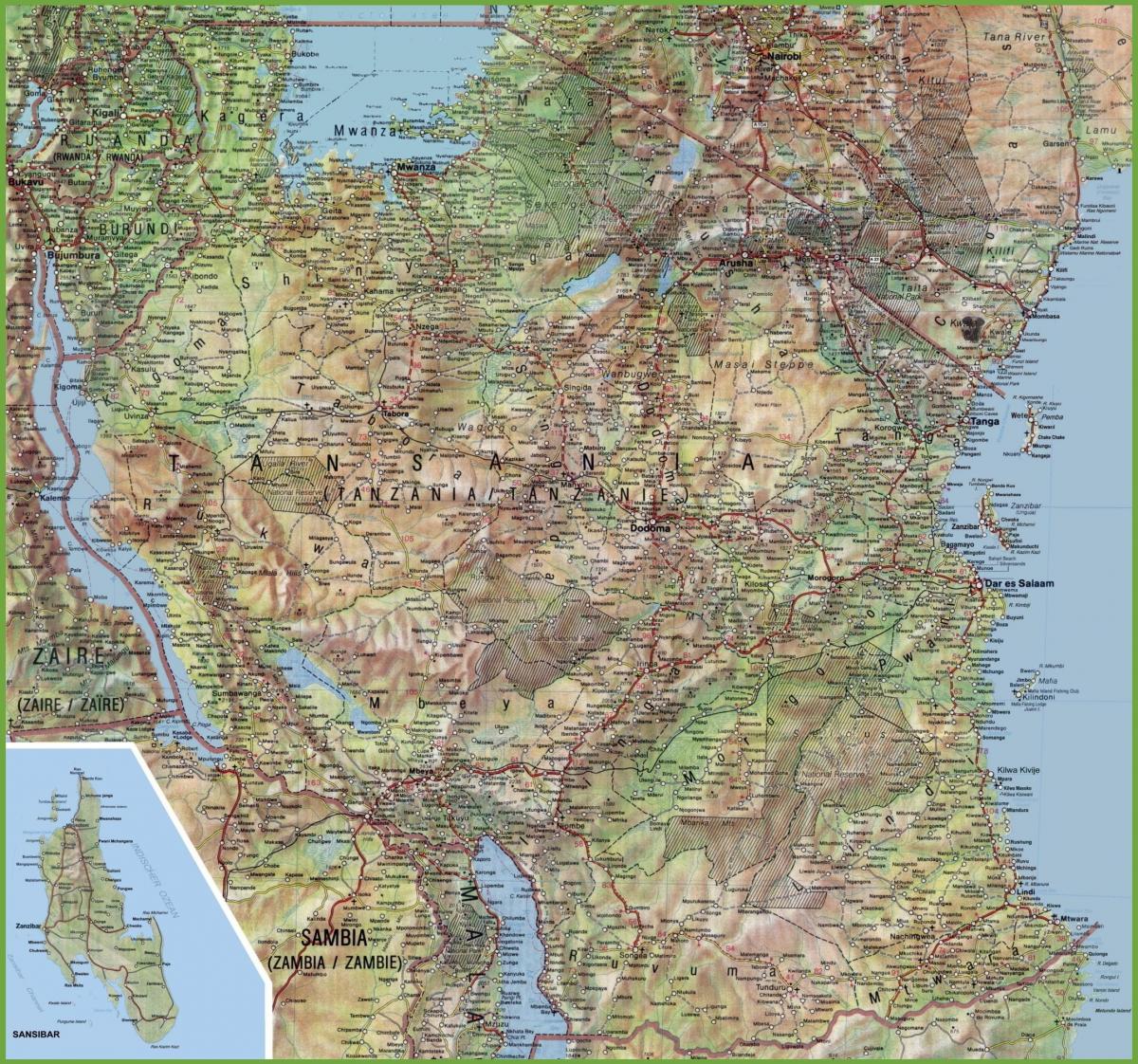 Mapa podrobná tanzanie