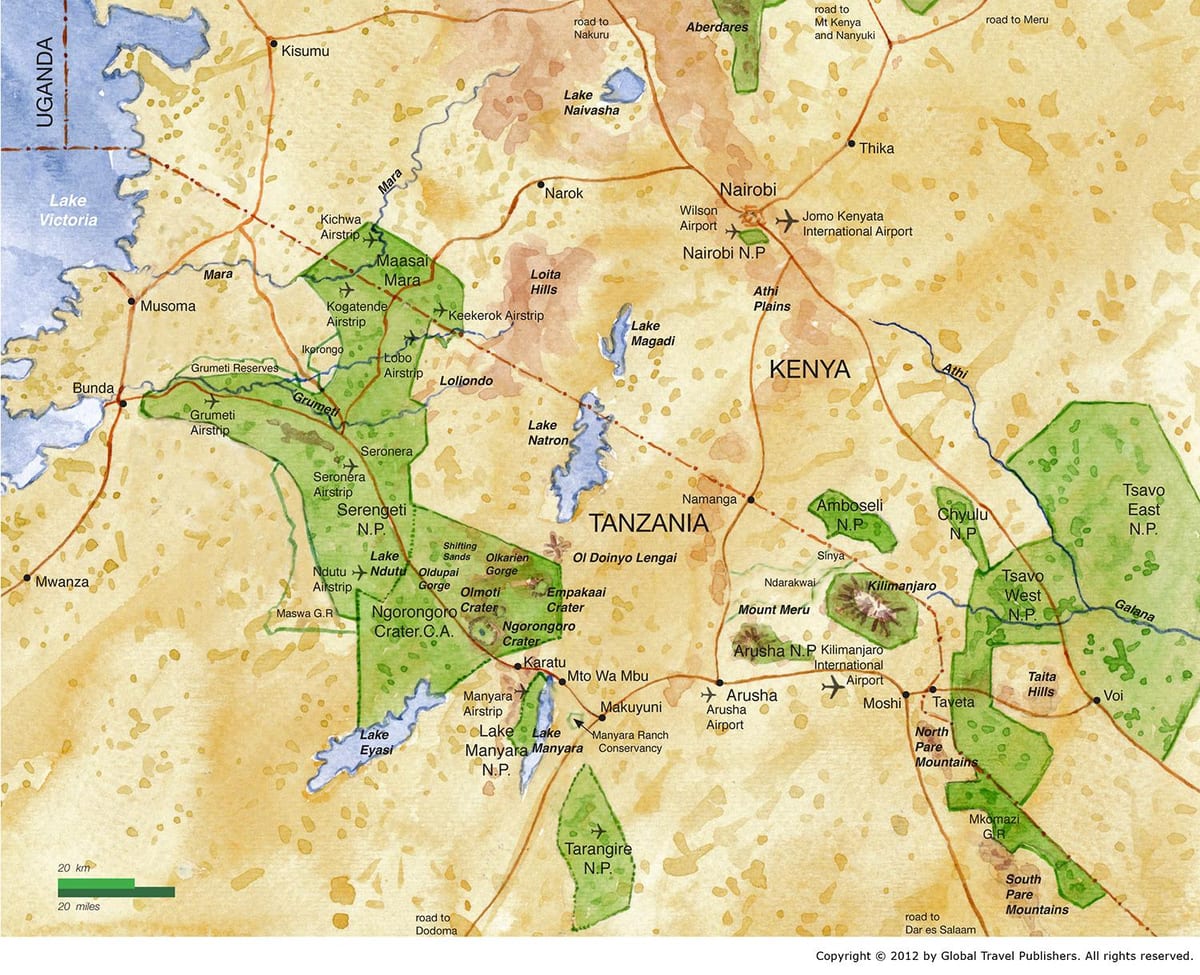 Mapa severní tanzanie