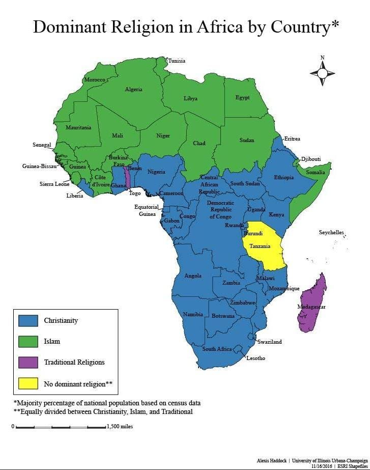 Mapa tanzanie náboženství