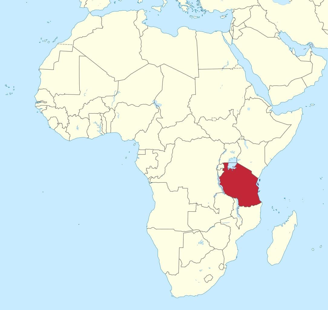 tanzanie na mapě afriky