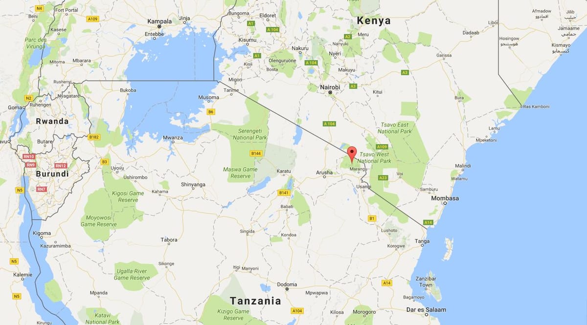 tanzanie umístění na mapě světa