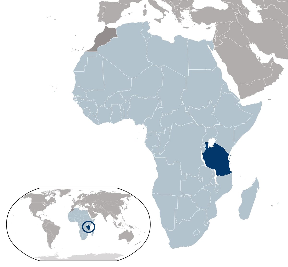 tanzanie mapa umístění