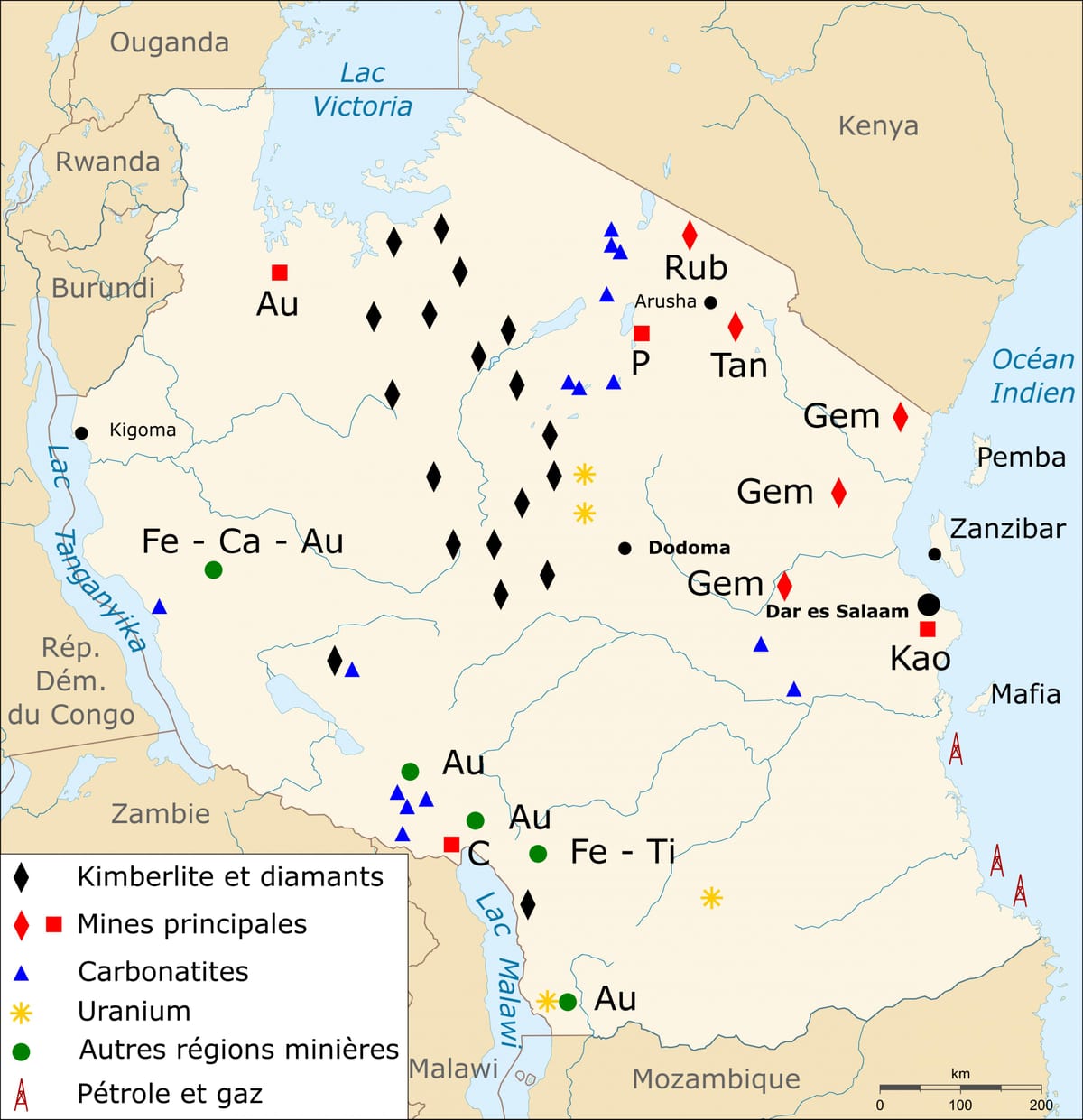 Mapa tanzanie přírodních zdrojů