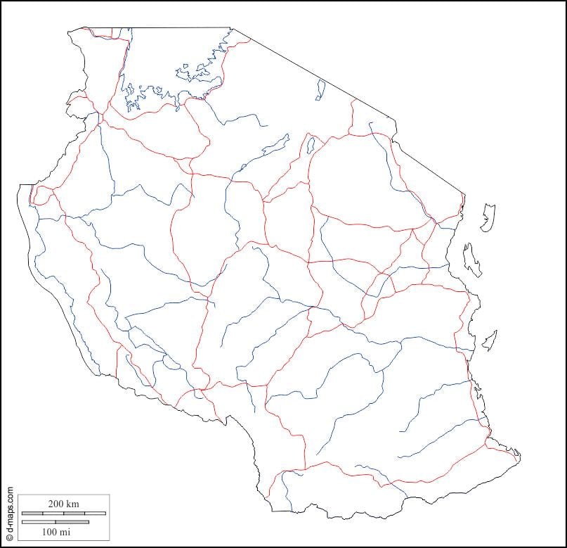 slepá mapa tanzanie