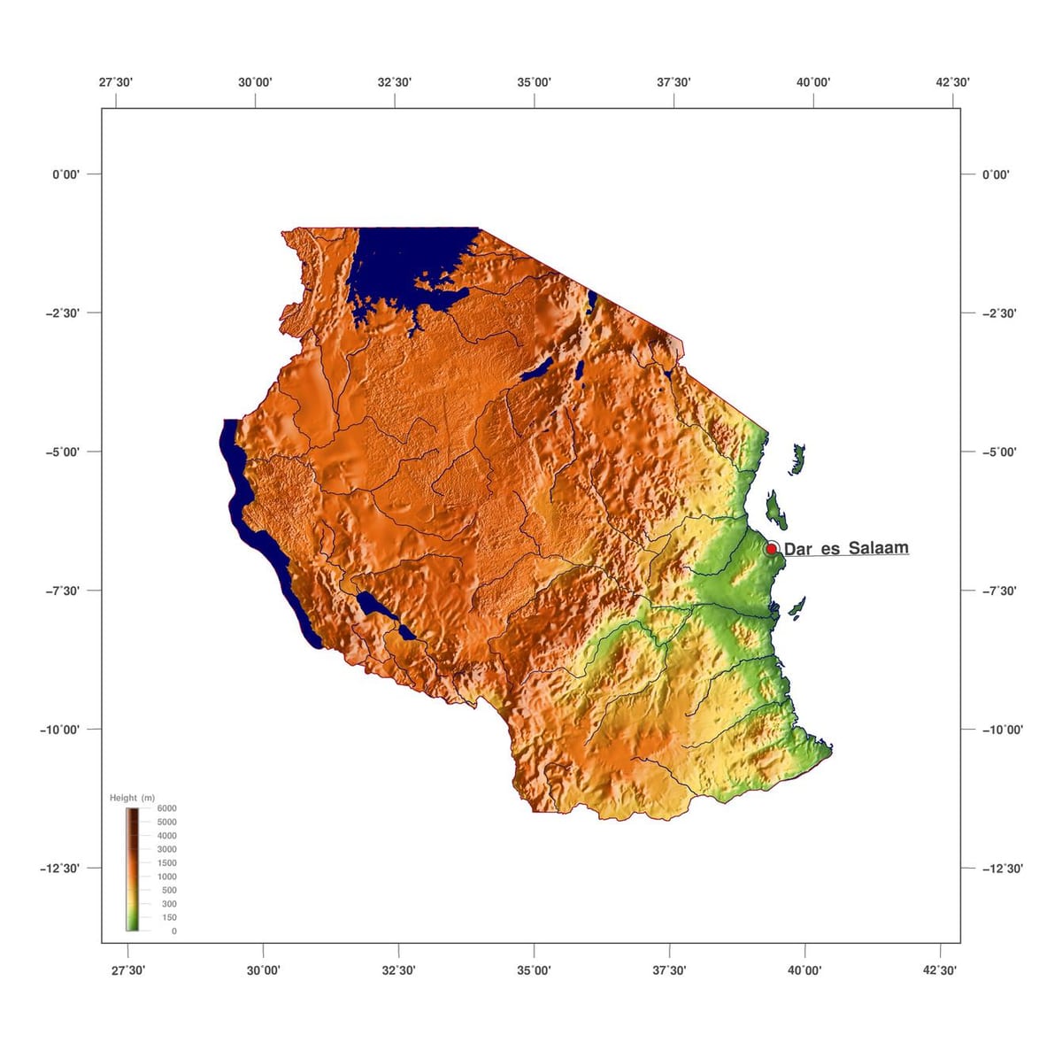 Mapa tanzanie nadmořská výška