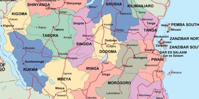 Mapa tanzanie politické