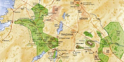 Mapa severní tanzanie