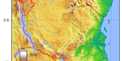 Tanzanie topografické mapy