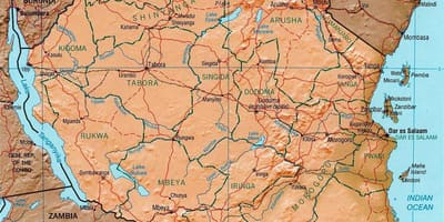 Tanzanie zeměpisné mapě