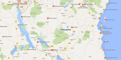 Mapa letišť tanzanie 