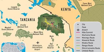 Mapa tanzanie kilimanjaro