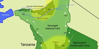 Mapa tanzanie migrace 