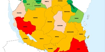 Tanzanie hustota obyvatelstva mapě