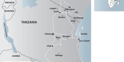 Mapa tanzanie zlaté doly